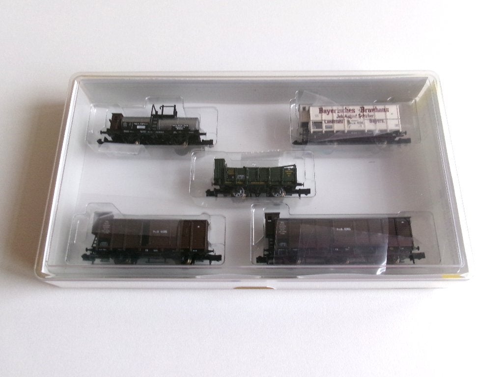 Minitrix 15284 Set van 5 Goederenwagons K.Bay.Sts.B (in ovp), Gelijkstroom, Trix, Wagon, Ophalen of Verzenden