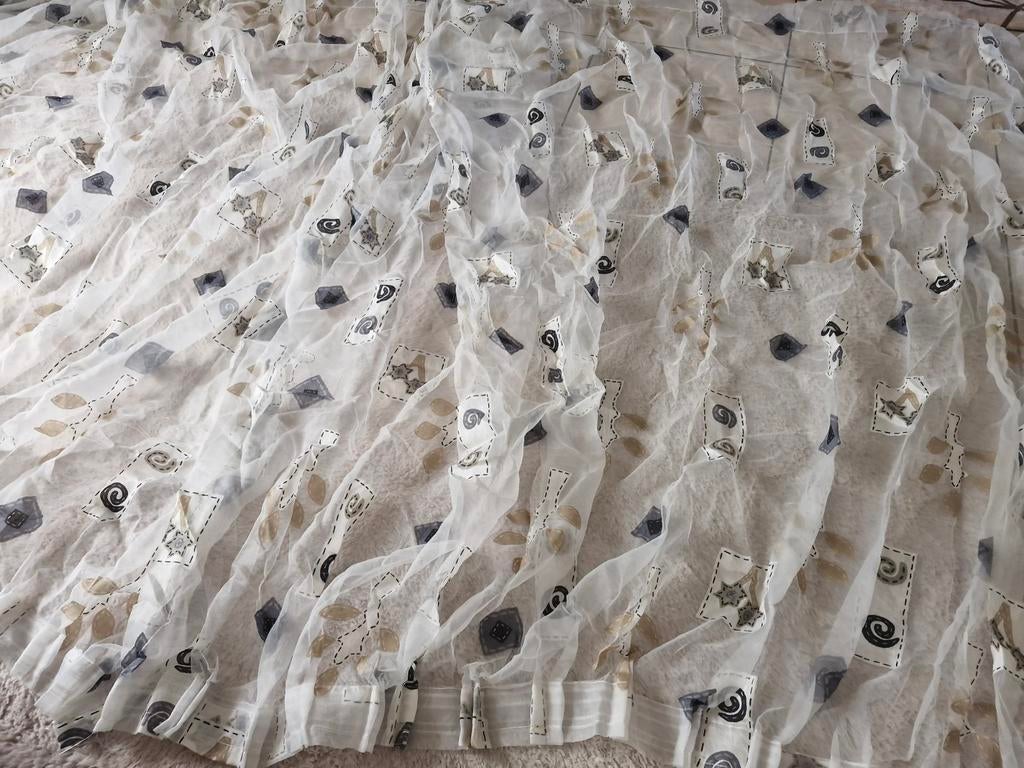 Lichte vitrage met speels patroon, Gebruikt, Modern, Speels, Abstract, 150 tot 200 cm, Ophalen of Verzenden