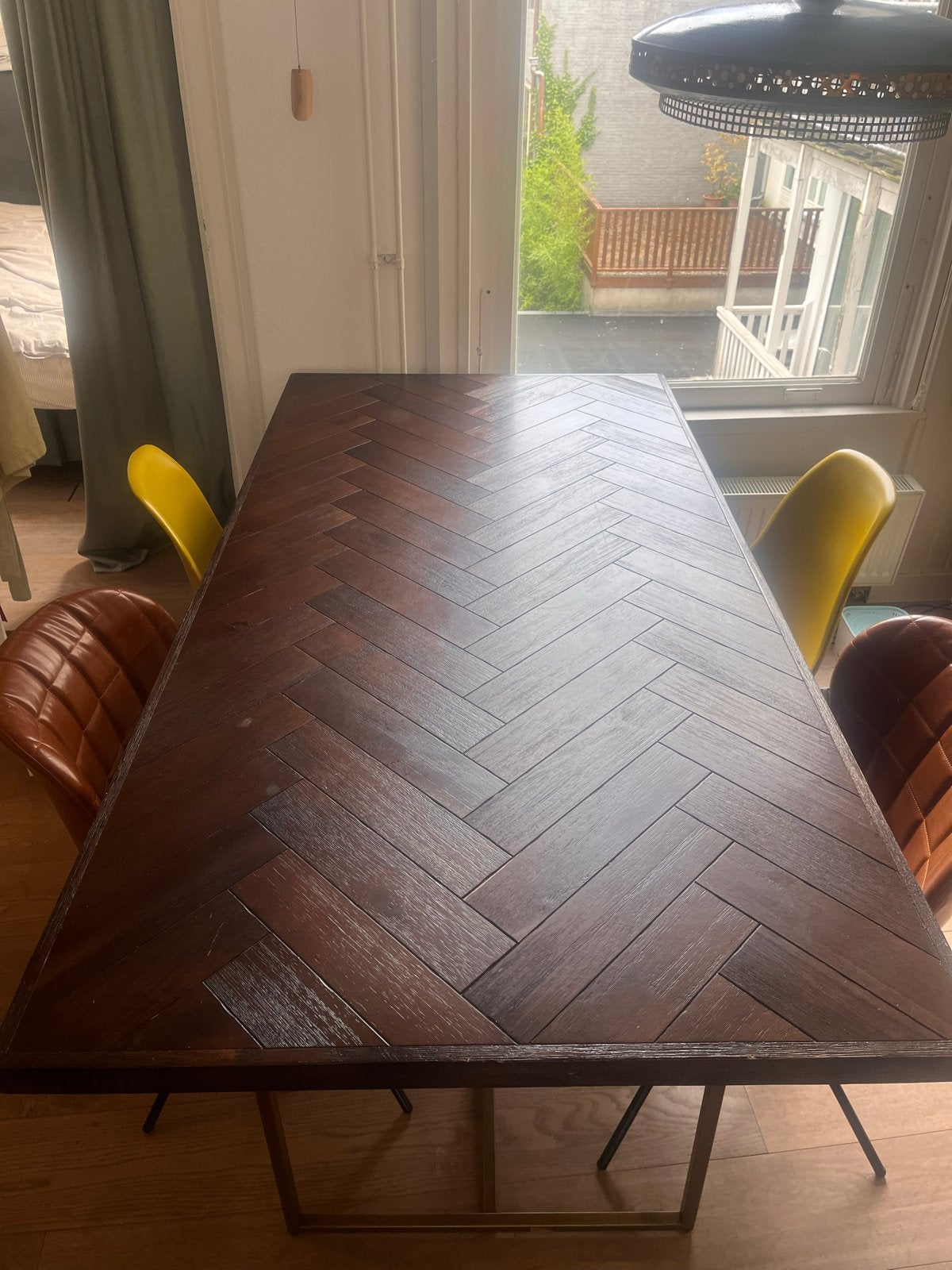 Dutchbone visgraat tafel 180x90, Huis en Inrichting, Tafels | Eettafels, Gebruikt, 50 tot 100 cm, 150 tot 200 cm, Vijf personen of meer