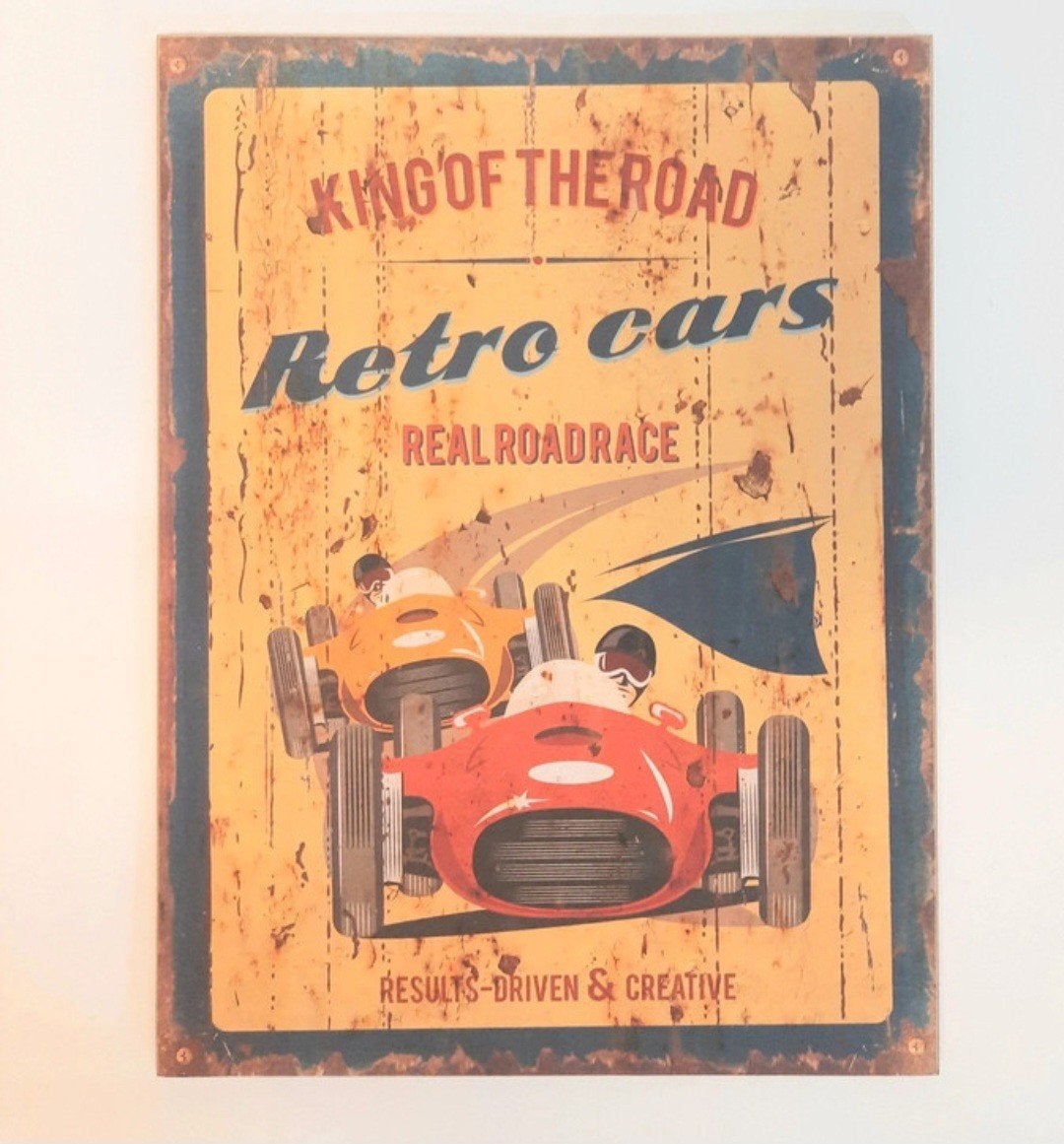 Wand bord, King of the road, Retro Auto Design, Ophalen of Verzenden