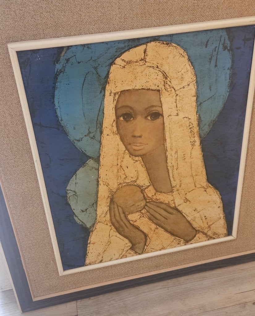 Madonna met brood kunstwerk print, Antiek en Kunst, Kunst | Schilderijen | Klassiek, Ophalen, Paneel, Portret of Personen, Print