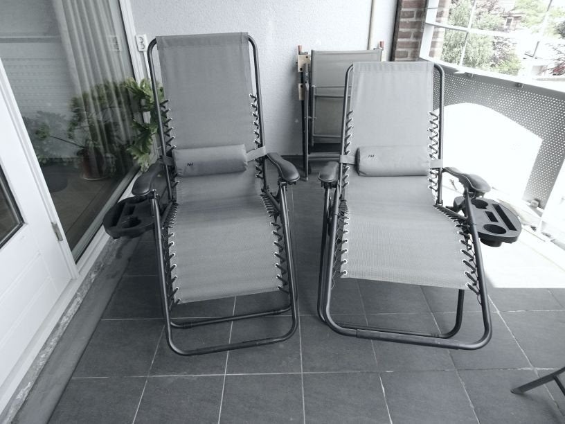 2 relaxstoelen voor tuin en camping, Ophalen, Gebruikt, Aluminium, Verstelbaar