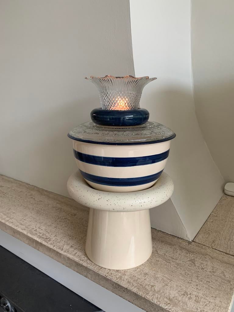 Kandelaar blauw, Overige materialen, Blauw, Ophalen of Verzenden, Zo goed als nieuw