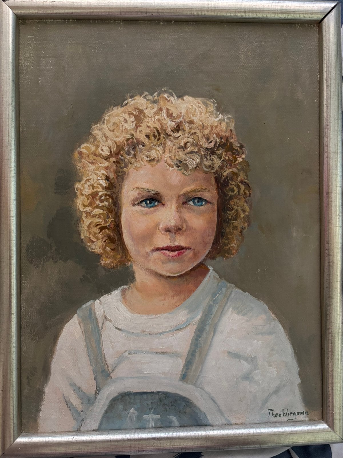 Portret gemaakt door Theo Wiegman, Antiek en Kunst, Kunst | Schilderijen | Klassiek, Portret of Personen, Overige ondergronden