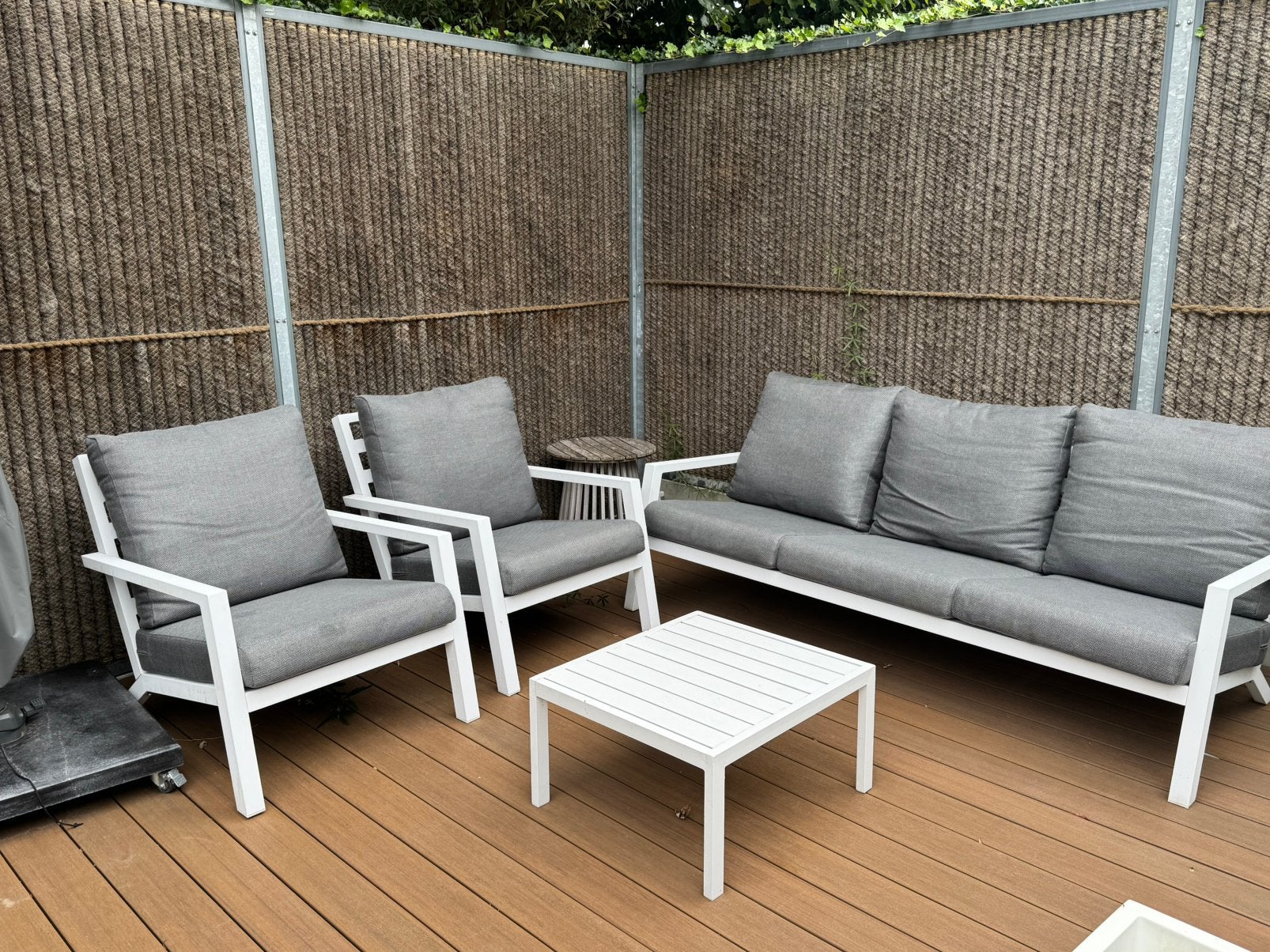 Loungeset wit incl. kussens, Tuin en Terras, Ophalen, 5 zitplaatsen, Gebruikt, Aluminium