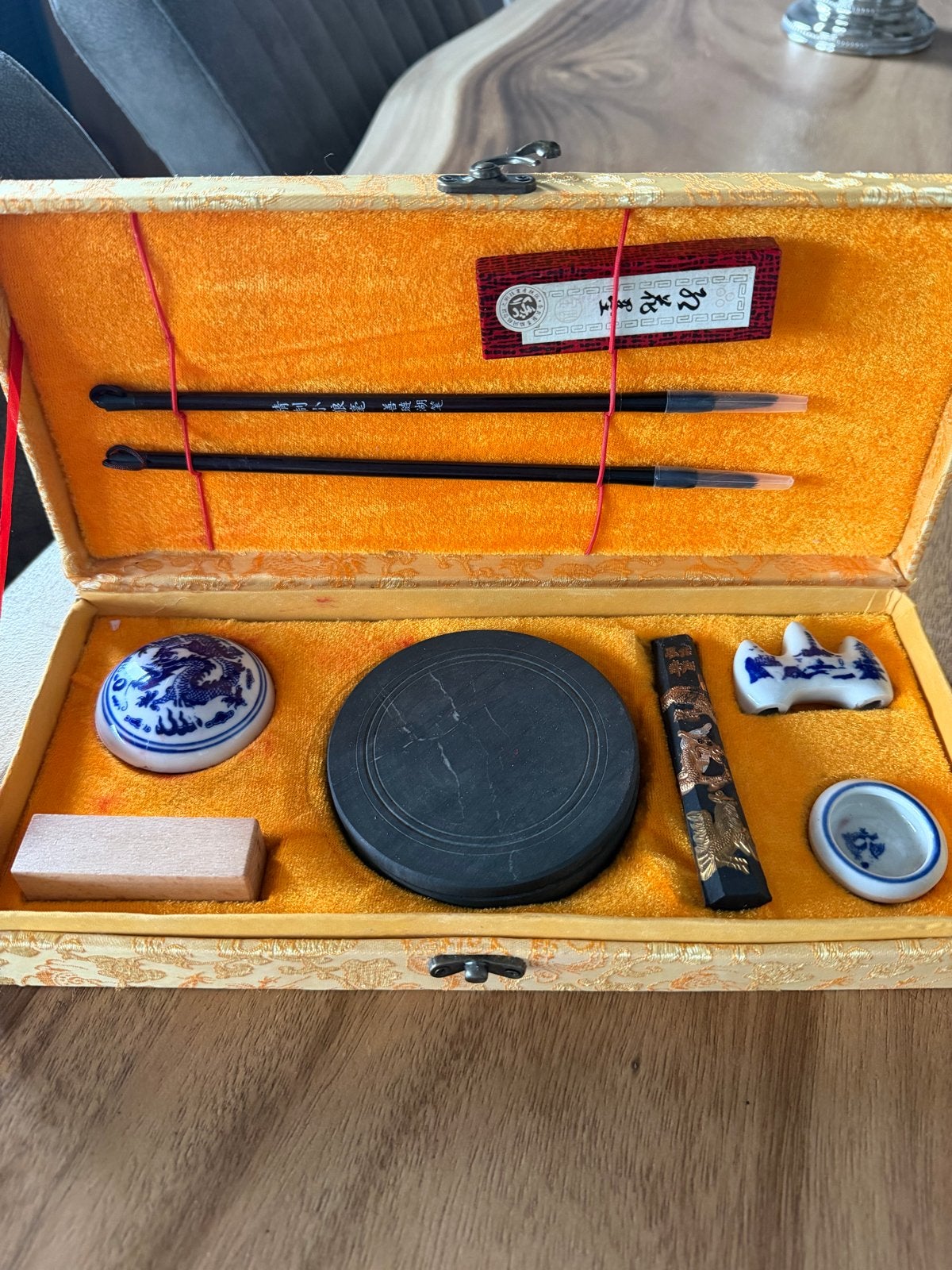 Chinese Kalligrafie Set met Rode Inkt en Accessoires, Ophalen of Verzenden, Zo goed als nieuw, Overige typen