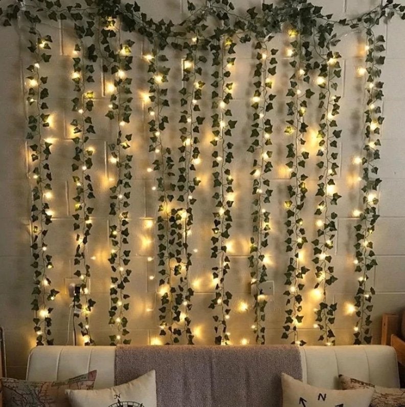 12 Kunst Klimop Bladeren Slinger Met Led Lamp / Hangplant, Huis en Inrichting, Woonaccessoires | Kunstplanten en Kunstbloemen