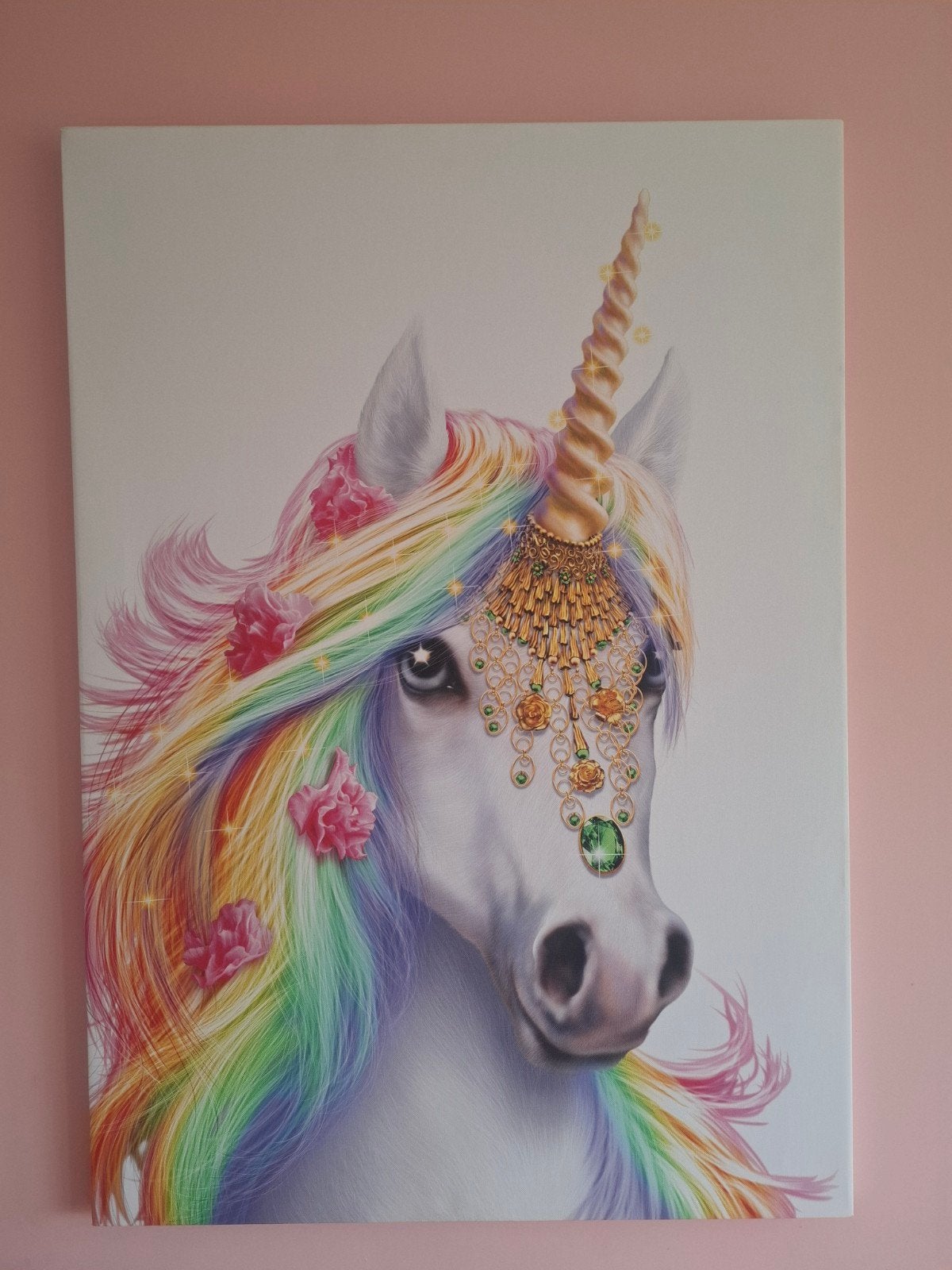 Canvas schilderij- kleurrijke eenhoorn, Ophalen
