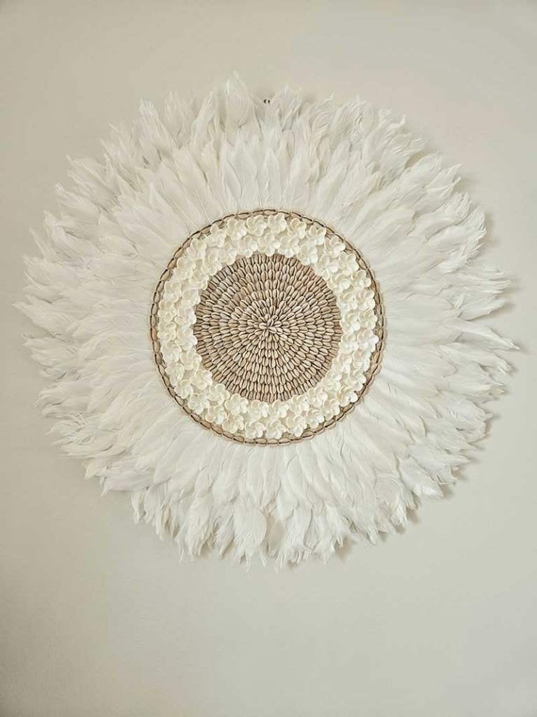 Wanddecoratie Juju wit XL 3 uit Bali, Huis en Inrichting, Boho, Ophalen of Verzenden, Natuurlijk materiaal, Wandcirkel
