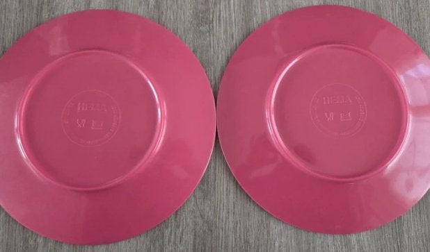 HEMA - Ontbijt/lunch bordjes - roze, Huis en Inrichting, Keuken | Servies, Hema, Kunststof, Gebruikt, Ophalen of Verzenden