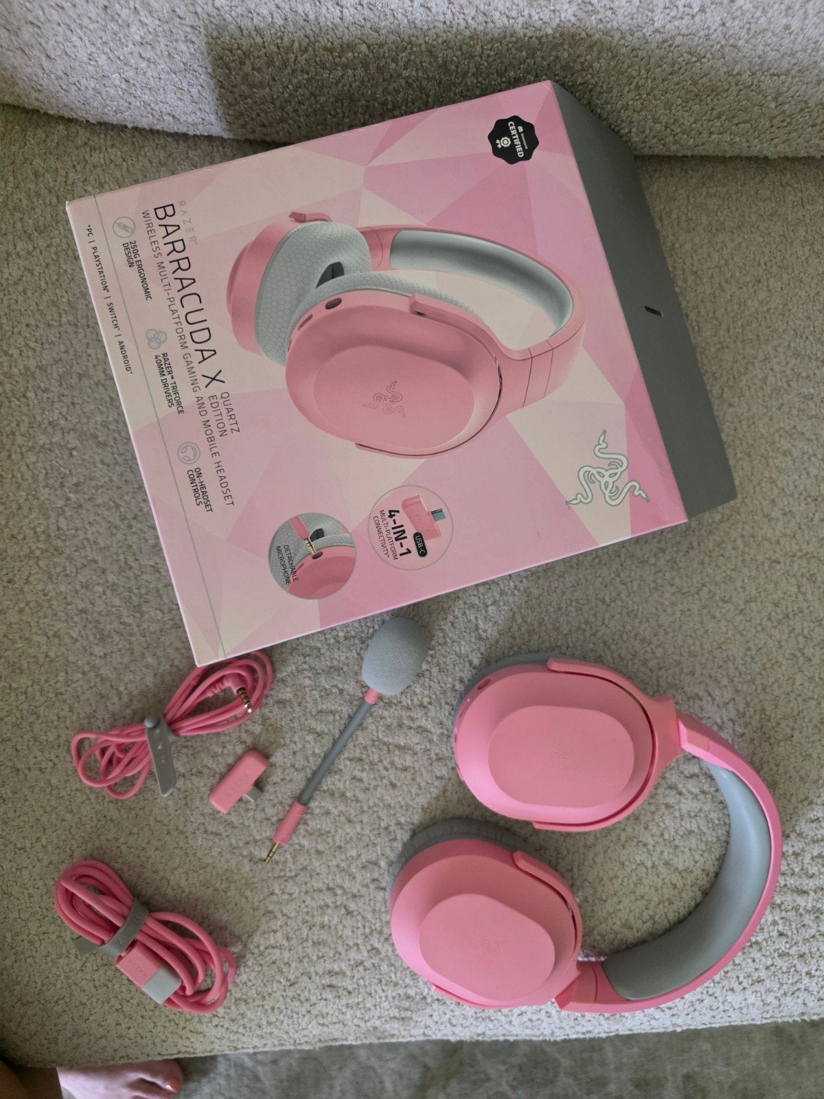 Razer Barracuda X Quartz Gaming Headset - Roze, Roze, Ophalen of Verzenden, Zo goed als nieuw, Razer