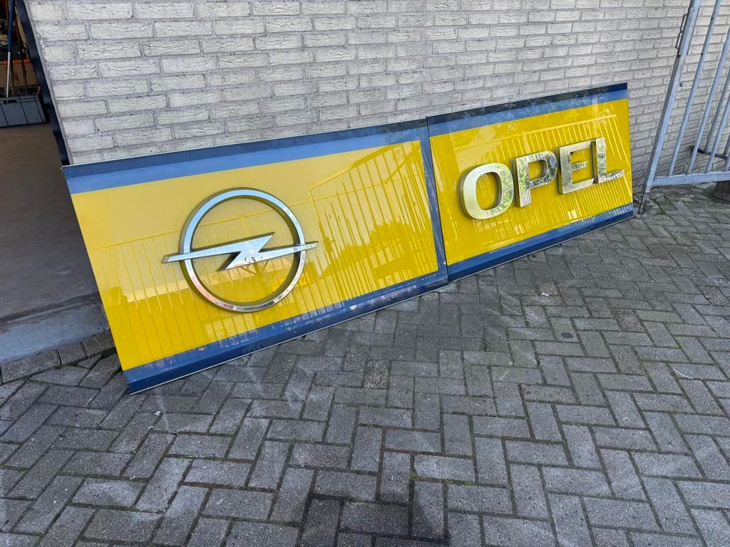 Opel reclame bord glas, Ophalen, Zo goed als nieuw, Reclamebord