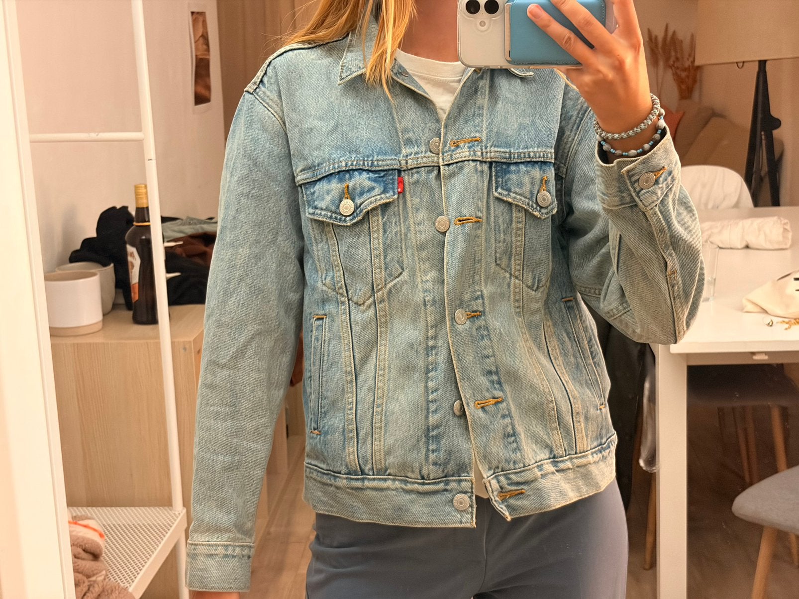 Levis licht blauwe / light blue denim jas / jacket, Kleding | Dames, Ophalen of Verzenden, Zo goed als nieuw, Maat 36 (S), Blauw