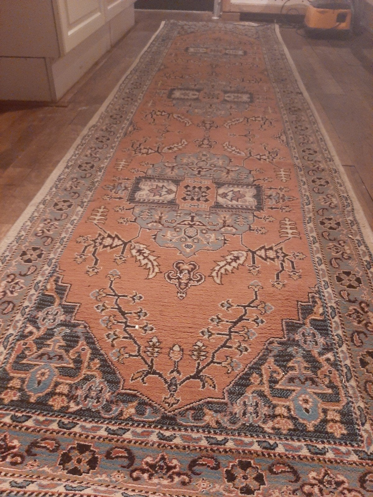 Vintage Oosters Tapijt - Handgeknoopt Loper, Gebruikt, Oosters, Vintage, Klassiek, 200 cm of meer, Grijs