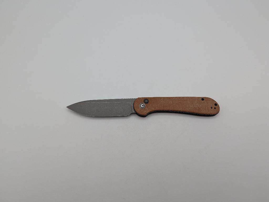 Civivi Elementum Button Lock Brown Micarta, Ophalen of Verzenden, Zo goed als nieuw