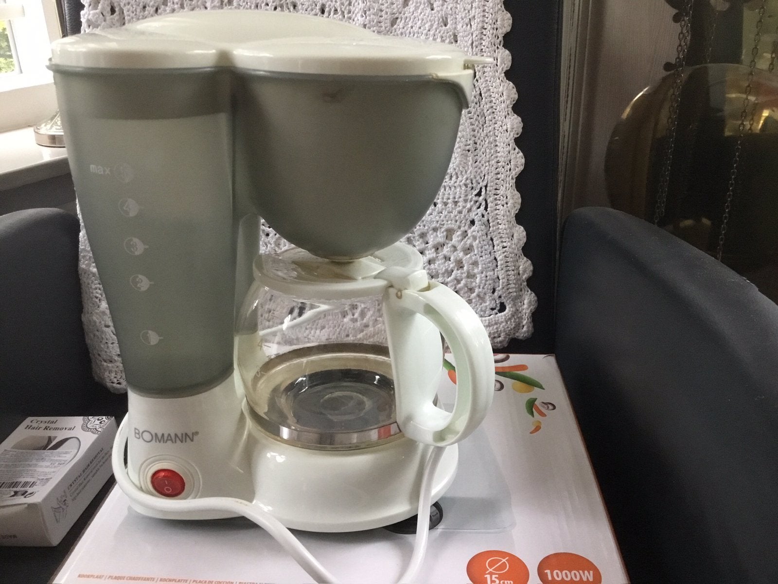 Bomann camping koffiezetter 800 w, Ophalen, Koffiemachine, Gemalen koffie, Zo goed als nieuw