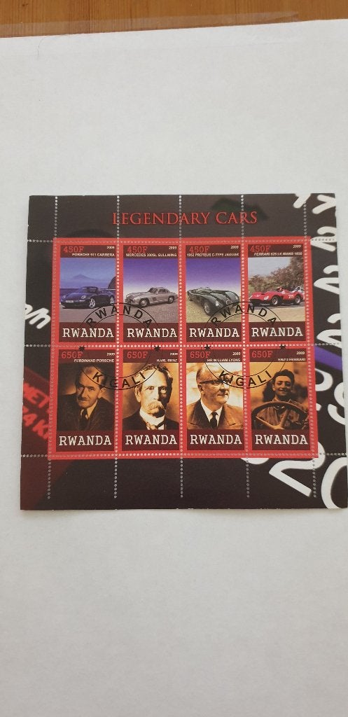 5149 rwanda legendary cars .. Porsche - mercedes - jaguar, Verzenden, Overige landen