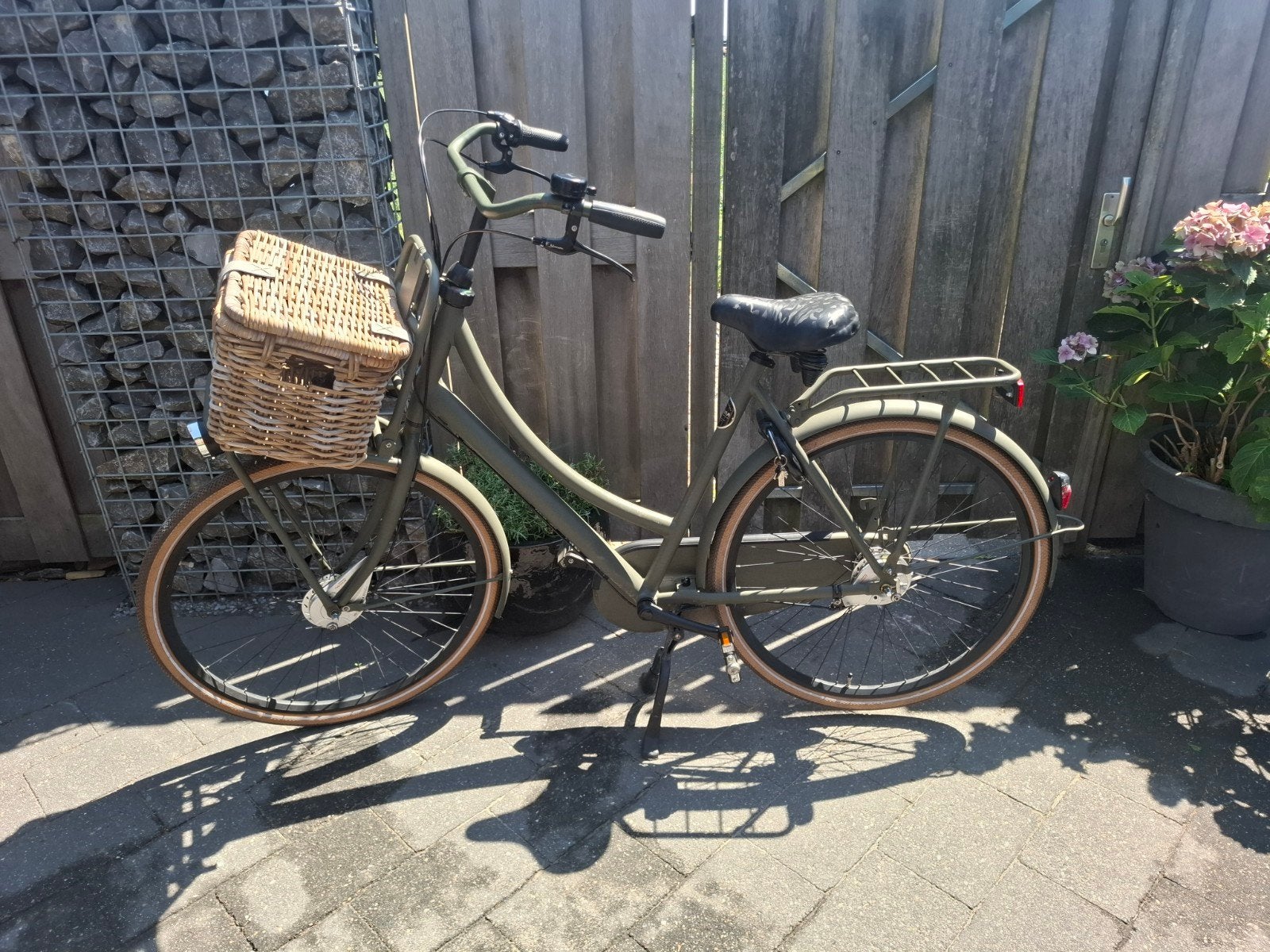 Cortina U4 Transportfiets - Olijfgroen met mand, Gebruikt, Versnellingen, 50 tot 53 cm, Trommelrem