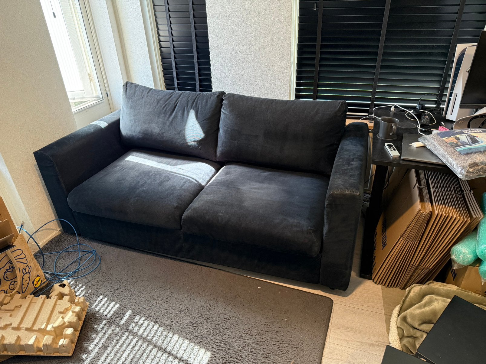IKEA Vimle 2-zits slaapbank, Hillared antraciet, goede staat, Huis en Inrichting, Ophalen, Tweepersoons, 190 cm of minder, Grijs