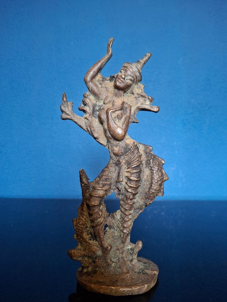 Antiek bronzen beeld van een mythologisch figuur, Overige onderwerpen, Handgemaakt, Minder dan 20 cm, Ophalen of Verzenden