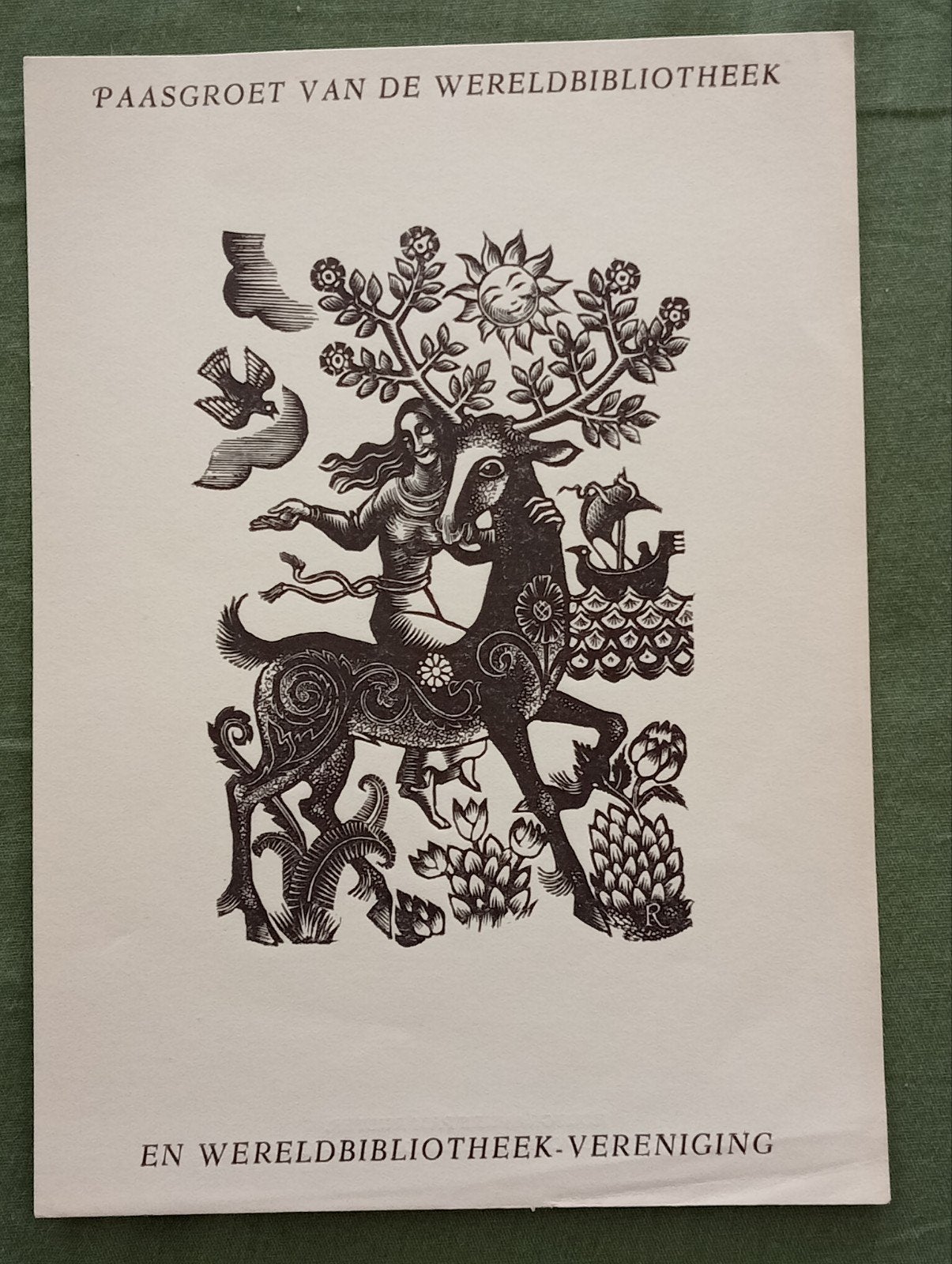 Pam Rueter Houtgravure 1948, Ophalen of Verzenden, Gelezen
