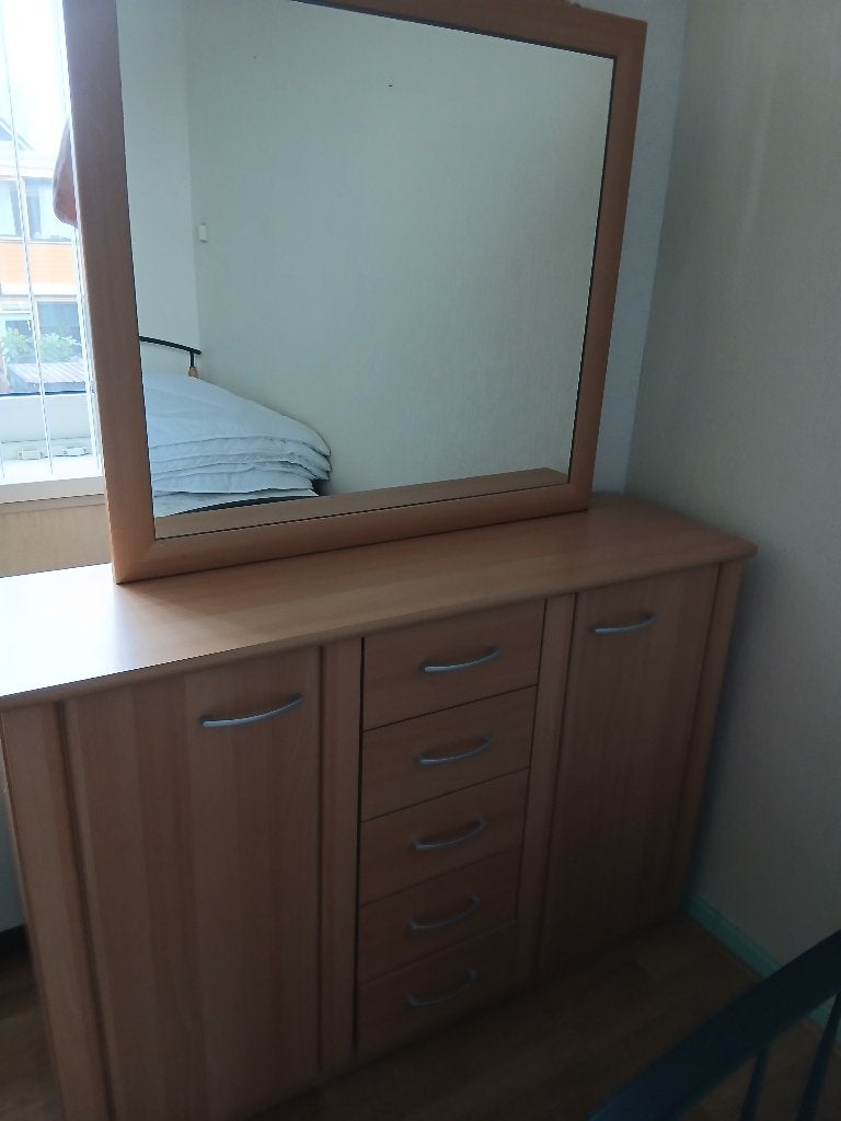 kast en spiegel, Huis en Inrichting, Ophalen, Gebruikt, 25 tot 50 cm, Overige houtsoorten