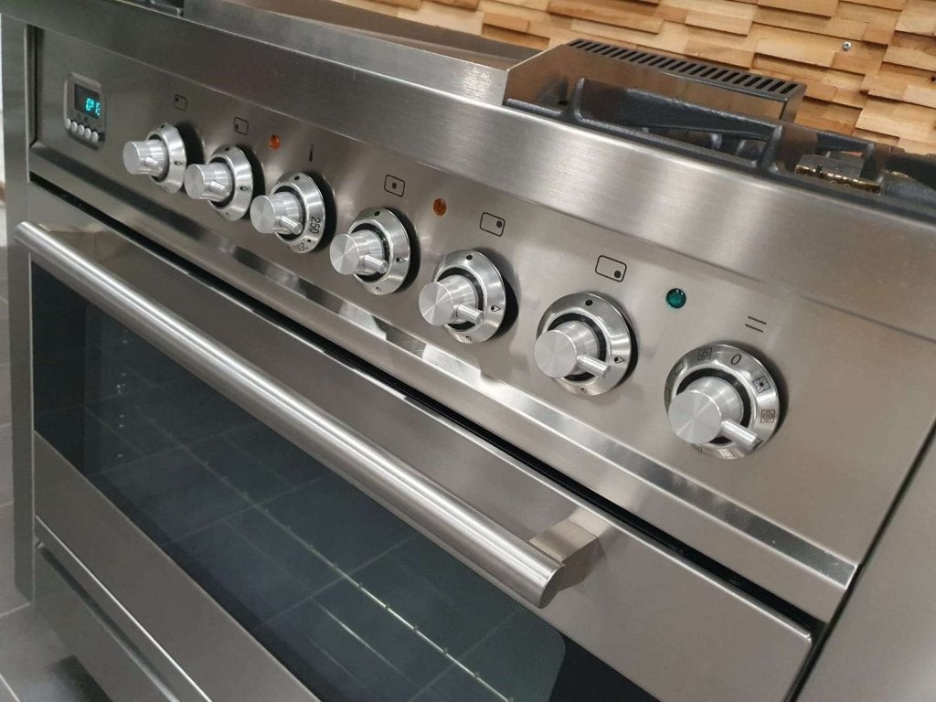 Luxe Boretti Fornuis 90cm RVS + RVS 1 grote oven Frytop, Niet ingevuld, 60 cm of meer, Niet ingevuld, Ophalen of Verzenden