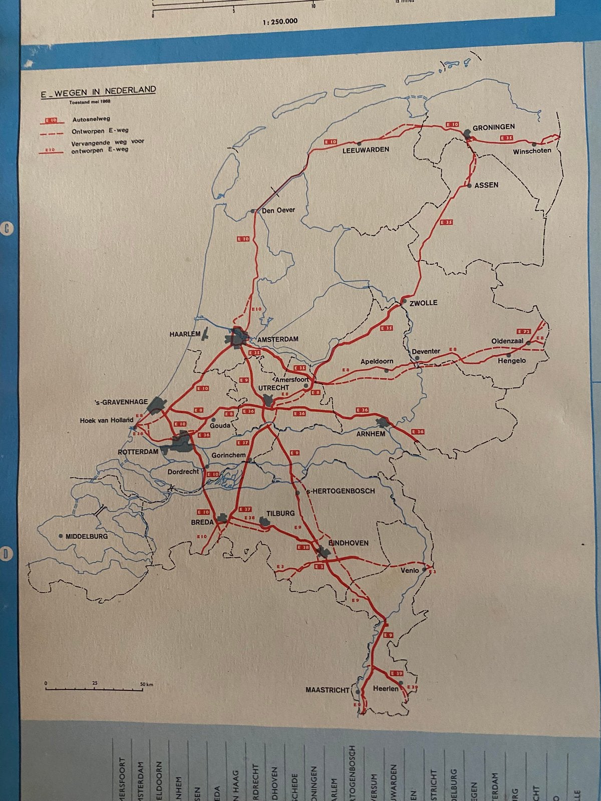 Landkaart, Boeken, Atlassen en Landkaarten, Ophalen of Verzenden, 1800 tot 2000, Nederland, Landkaart