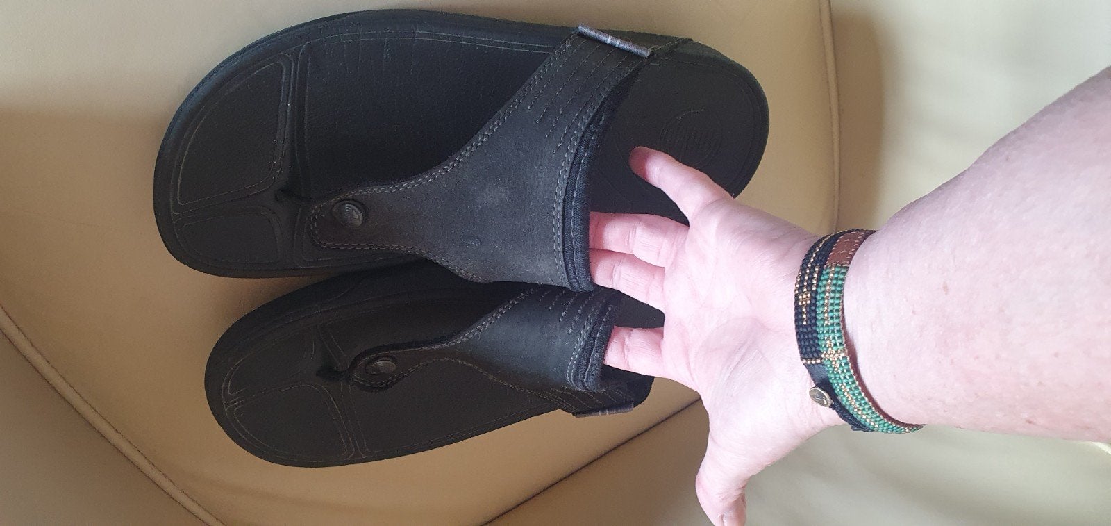 Fitflop heren slippers leer maat 45, Ophalen of Verzenden, Gedragen, Zwart