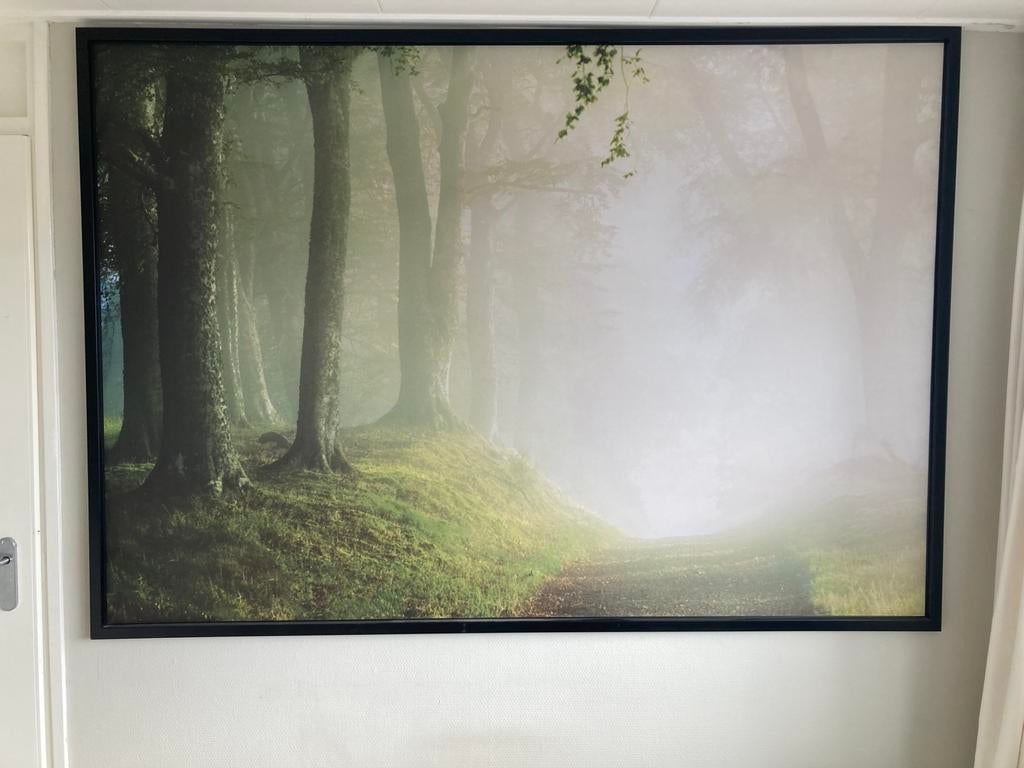 doek in zwart frame bos 200x140 cm, Huis en Inrichting, Ophalen of Verzenden