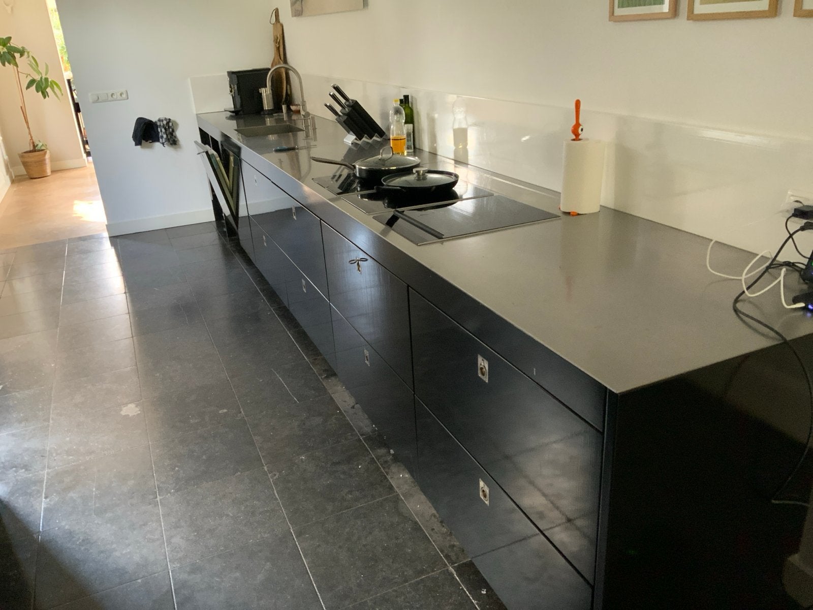 Keuken met Gaggenau en Siemens apparatuur, Ophalen, Gebruikt, Zwart, Dubbelwandige keuken