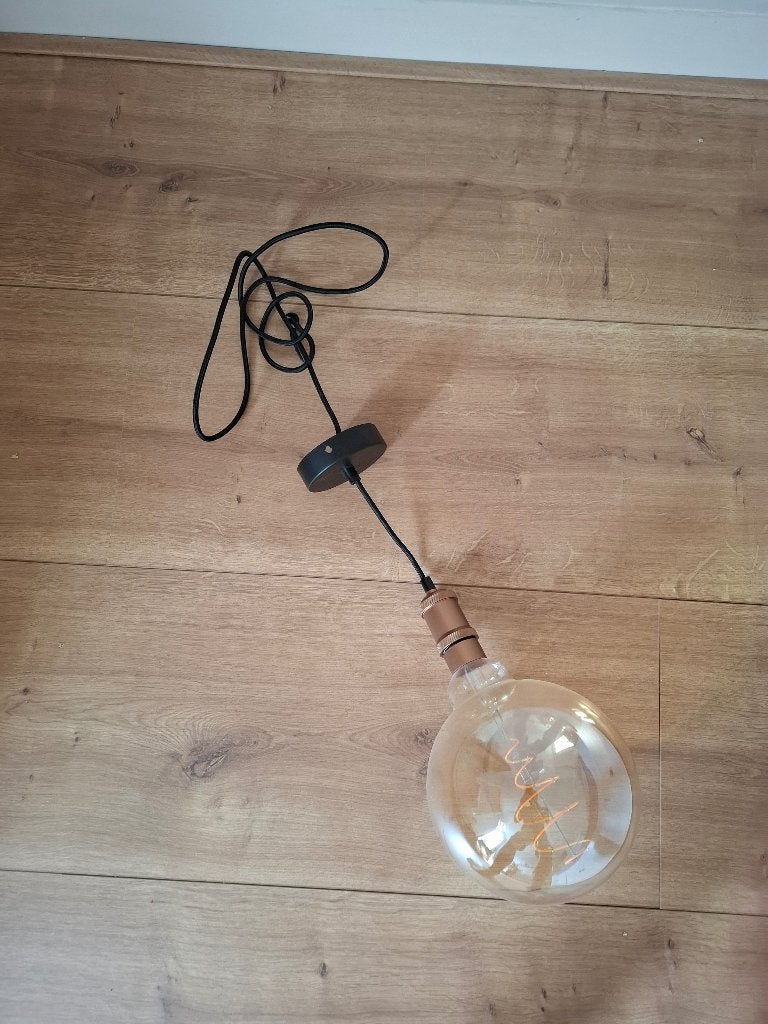 Globe Hanglamp – Rookglas/Amber Spiegelglas – Incl. LED Lamp, Ophalen, Gebruikt, Overige fittingen, Glas