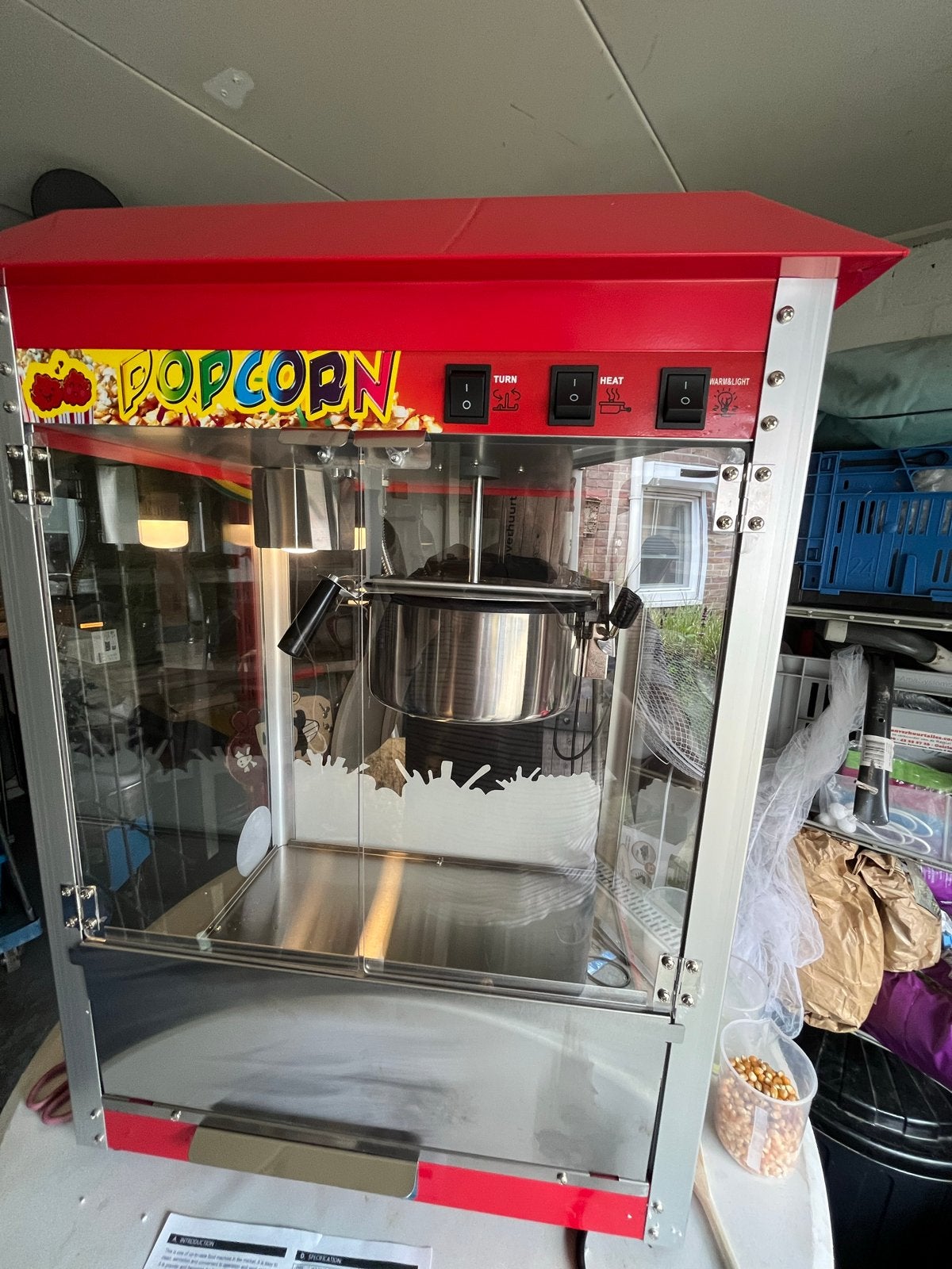 Professionele Popcornmachine verhuur Tilburg, Goirle, Gilze, Witgoed en Apparatuur, Ophalen, Info@janverhuurtalles.com, Pop, Zo goed als nieuw