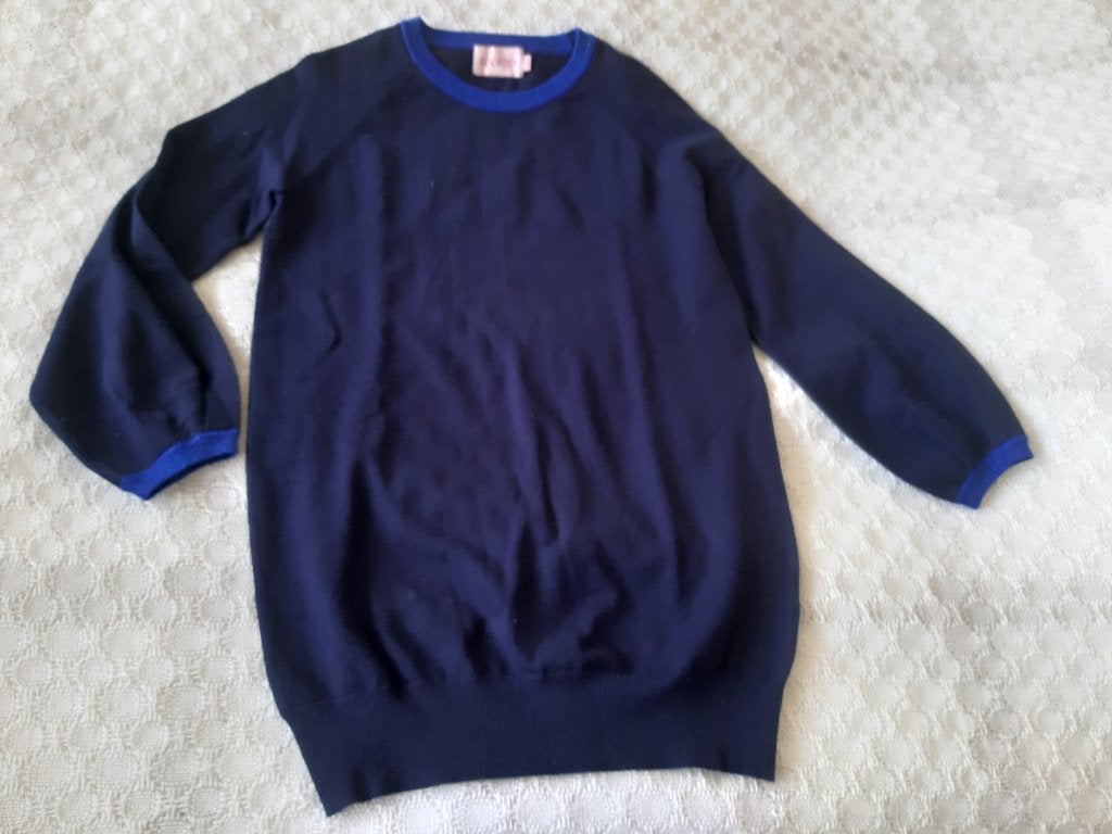 donkerblauwe lange trui / jurk Boohtiek maat 10 - maat 38/40, Blauw, Boohtiek, Zo goed als nieuw, Ophalen