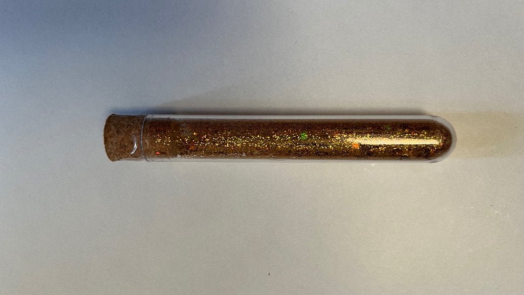 Glazen buisje Reageerbuisje flesjes met kurk goud glitters, Ophalen, Zo goed als nieuw, Versiering, Fantasy
