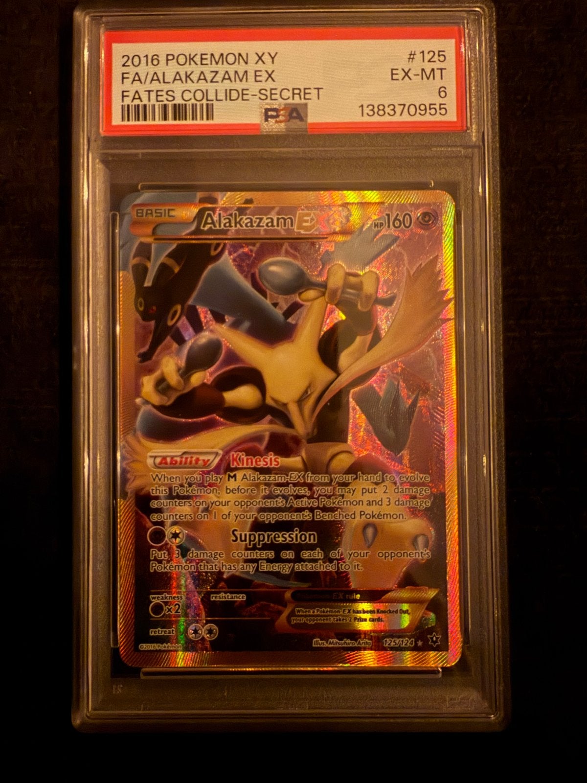 Pokémon Alakazam EX 125/124 Fates Collide PSA 6, Ophalen, Zo goed als nieuw, Losse kaart, Foil