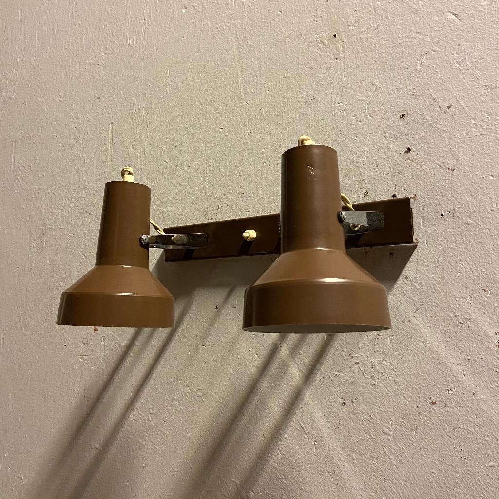Vintage jaren 60 70 dubbele wandlamp Anvia Hala, Huis en Inrichting, Lampen | Spots, Gebruikt, Metaal of Aluminium, Hala, Vintage