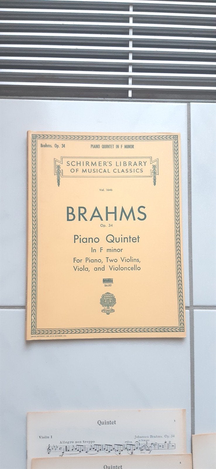 Bladmuziek ensemble  Brahms piano kwintet op. 34, Muziek en Instrumenten, Bladmuziek, Ophalen of Verzenden, Zo goed als nieuw