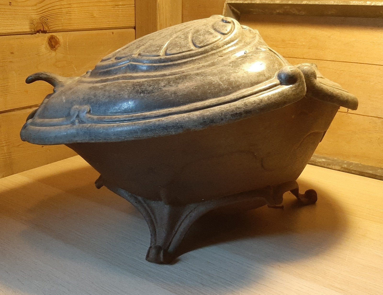 antieke franse gietijzeren kolenkit, Ophalen of Verzenden