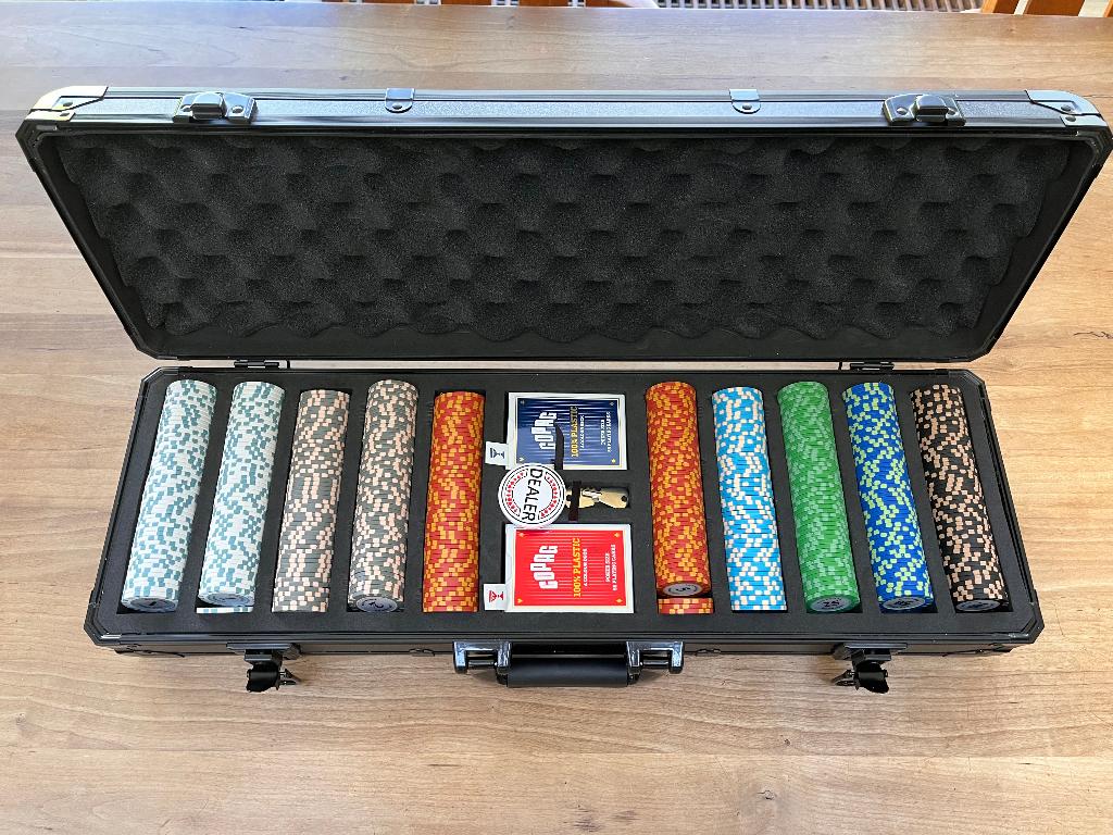 Las Vegas Poker Club Set (500 chips), Drie of vier spelers, Ophalen of Verzenden, Zo goed als nieuw, Las Vegas Poker Club