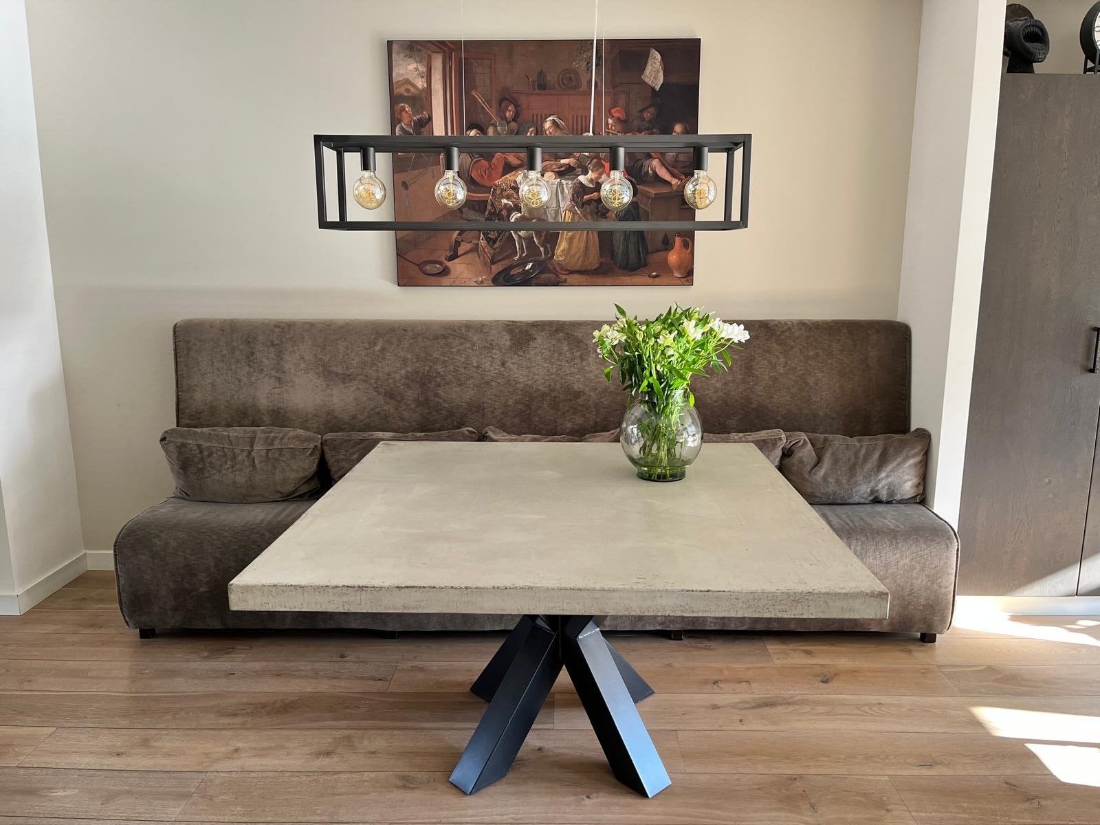 Hoge kwaliteit betoncire eettafelblad 140x140cm - lichtgrijs, Ophalen, Overige materialen, Vierkant, Zo goed als nieuw