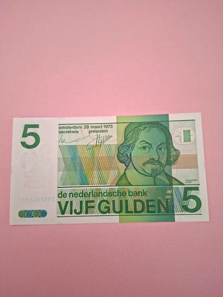 5 gulden Vondel II uit 1973 in UNC, Ophalen of Verzenden, 5 gulden, Los biljet