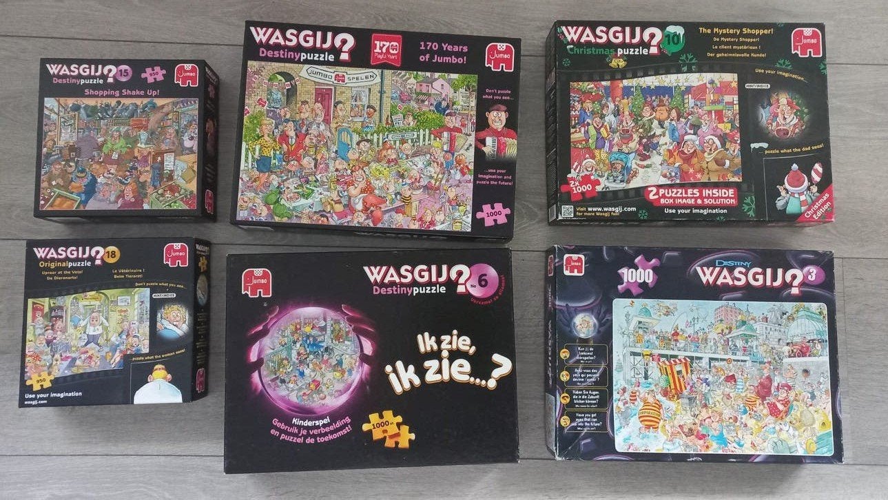 wasgij diverse puzzels, Ophalen, 500 t/m 1500 stukjes, Gebruikt, Legpuzzel