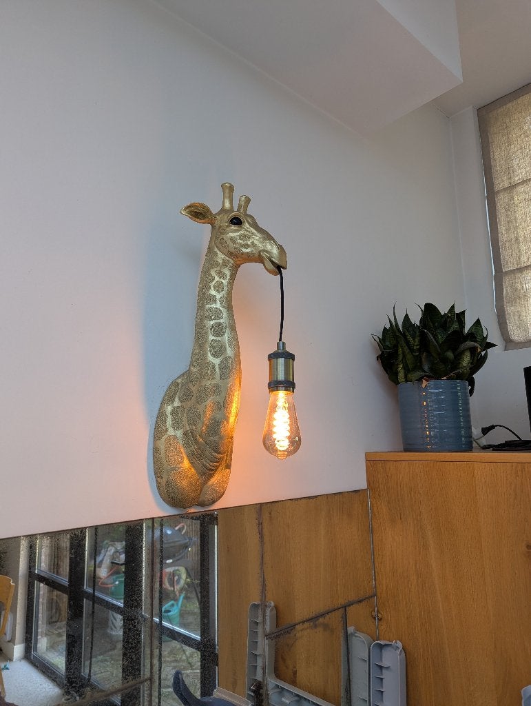 Lampen giraffe en ooievaar, Ophalen, Gebruikt, Goud, Inclusief lichtbron