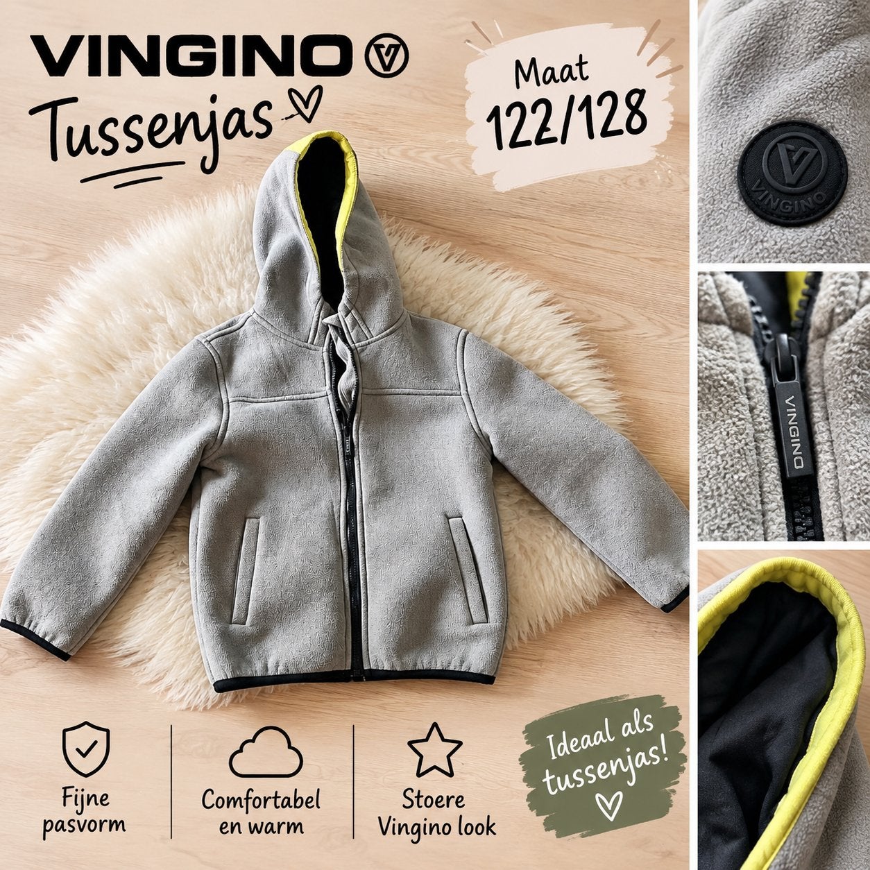 Vingino Tussenjas Maat 122/128 - Zo goed als nieuw, Ophalen of Verzenden, Zo goed als nieuw, Jongen, Jas