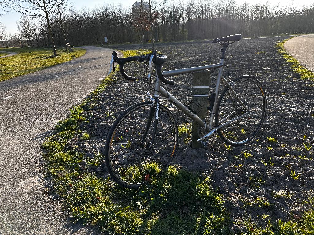 Titanium Racefiets – hoge kwaliteit, 28 inch, 10 tot 15 versnellingen, Zo goed als nieuw, 57 tot 61 cm
