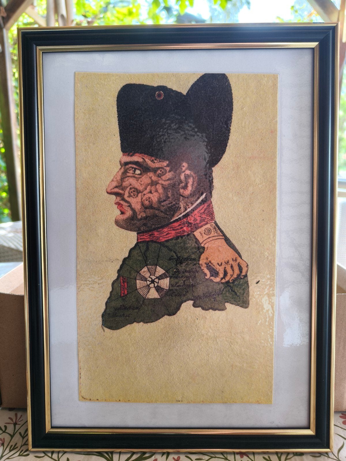 Antieke optische illusie prent Napoleon, Ophalen of Verzenden