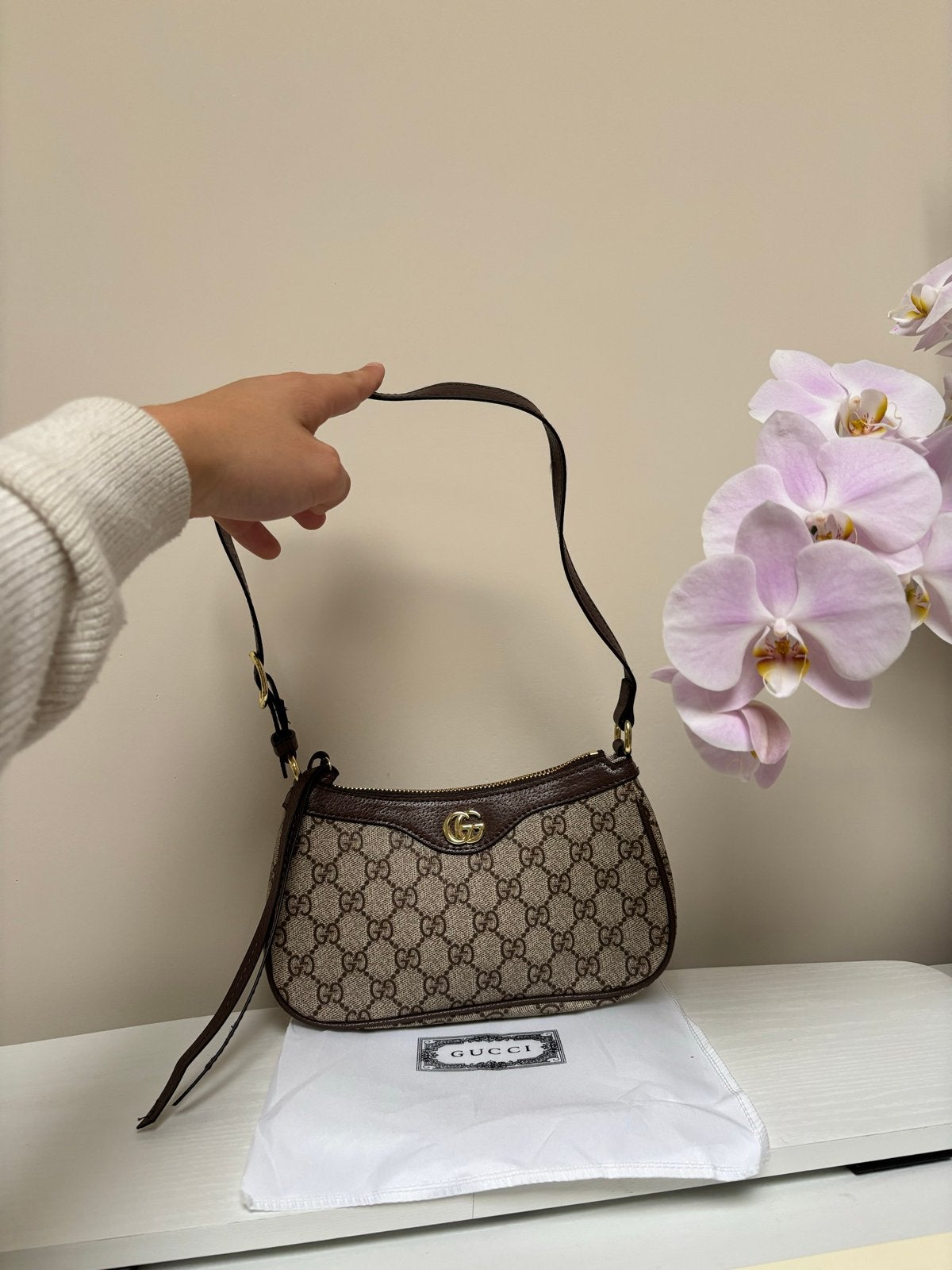 Gucci Ophidia Mini Schoudertasje, Ophalen of Verzenden, Nieuw, Bruin, Schoudertasje