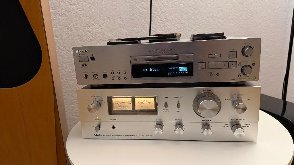 HiFi set Sony MiniDisc Akai versterker speakers, Ophalen, Gebruikt, Losse componenten, Akai
