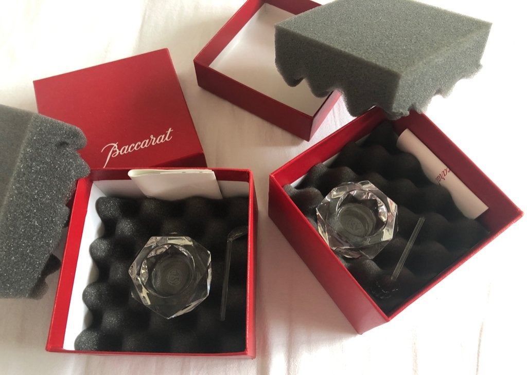 Baccarat - 2 kristallen zoutvaatjes/lepeltjes - nieuw, Ophalen of Verzenden